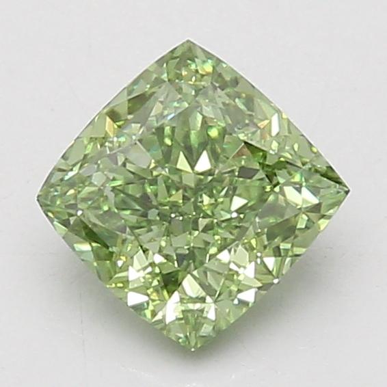 1.49 Ct. Fancy Vivid Green Cushion Lab Grown Diamond