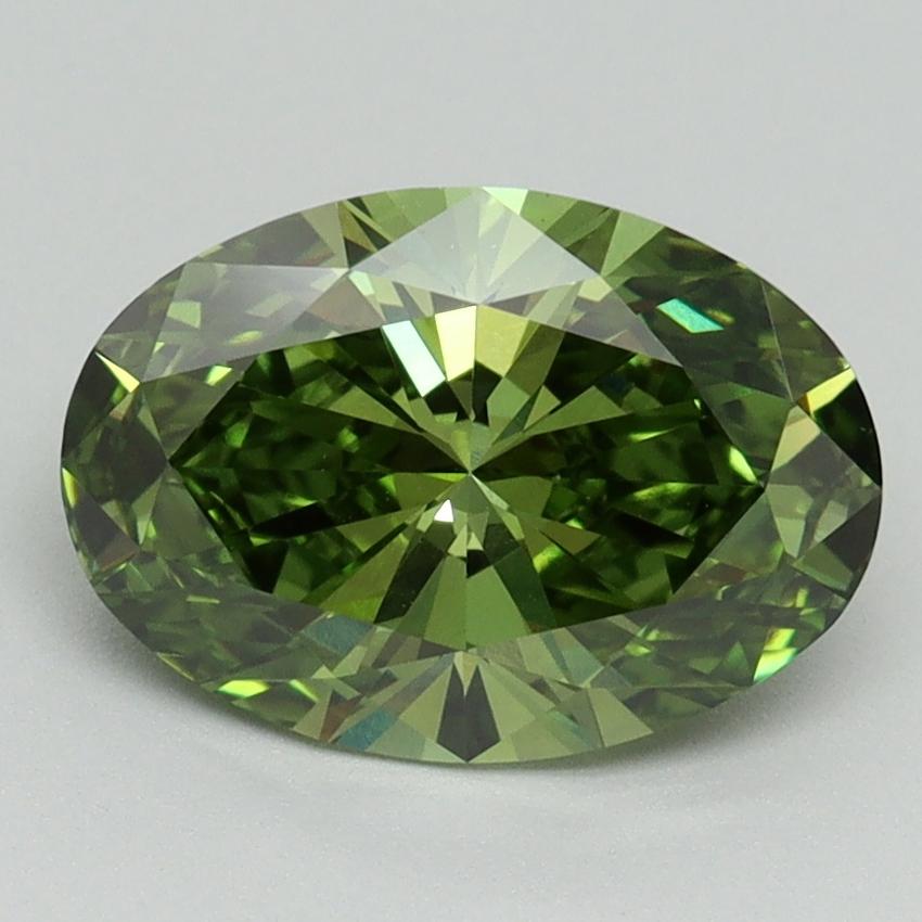 2.07 Ct. Fancy Vivid Green Oval Lab Grown Diamond
