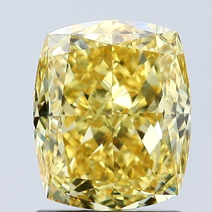 2.01 Ct. Fancy Vivid Yellow Cushion Lab Grown Diamond