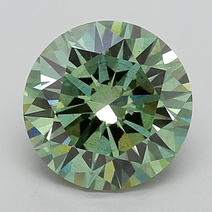4.00 Ct. Fancy Vivid  Green Round Lab Grown Diamond