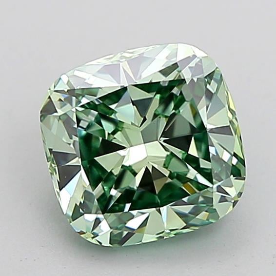 1.54 Ct. Fancy Vivid Green Cushion Lab Grown Diamond