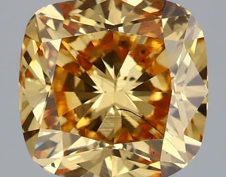 2.30 Ct. Fancy Vivid Yellow Cushion Lab Grown Diamond