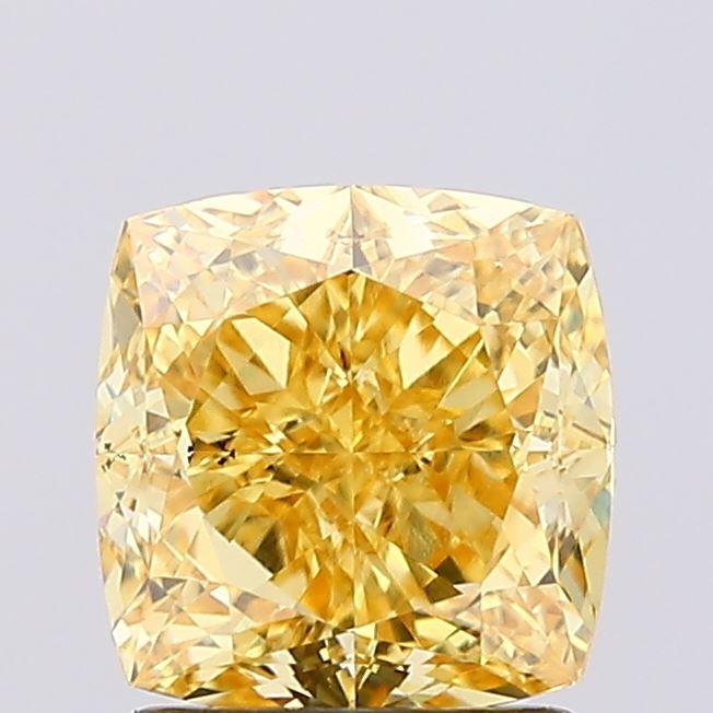 1.61 Ct. Fancy Vivid Yellow Cushion Lab Grown Diamond