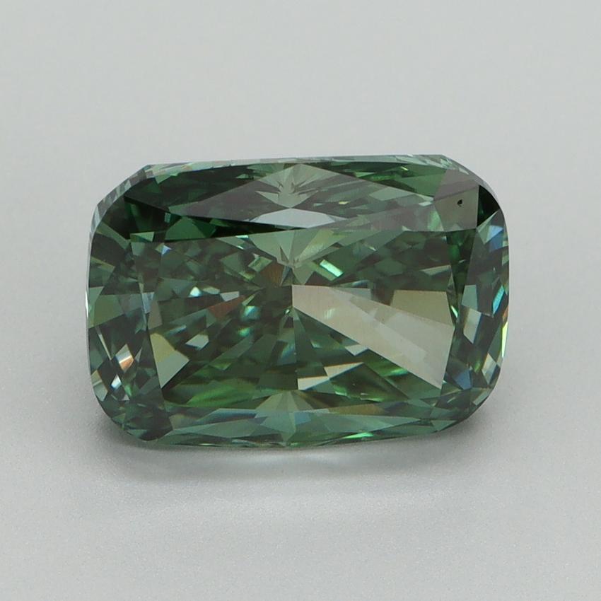 4.01 Ct. Fancy Vivid Green Cushion Lab Grown Diamond