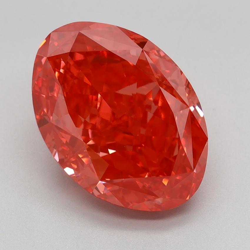 5.72 Ct. Fancy Vivid Orangy Pink Oval Lab Grown Diamond