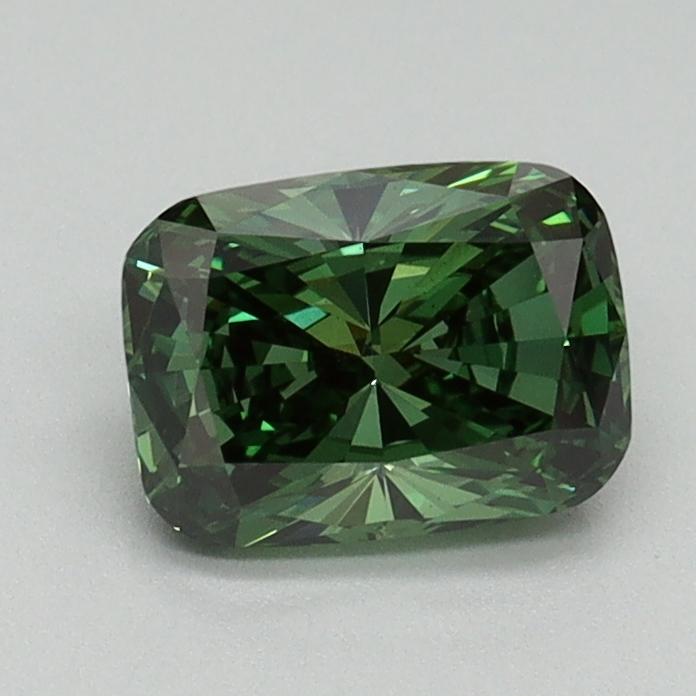 0.90 Ct. Fancy Vivid Green Cushion Lab Grown Diamond