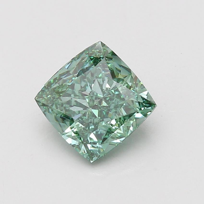2.92 Ct. Fancy Vivid Green Cushion Lab Grown Diamond