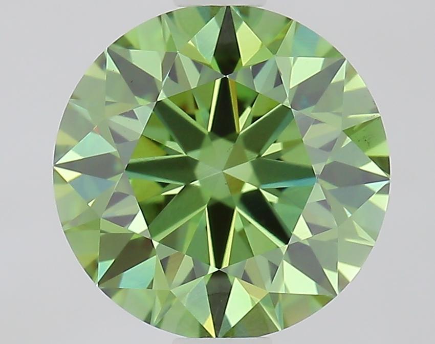 1.57 Ct. Fancy Vivid Green Round Lab Grown Diamond