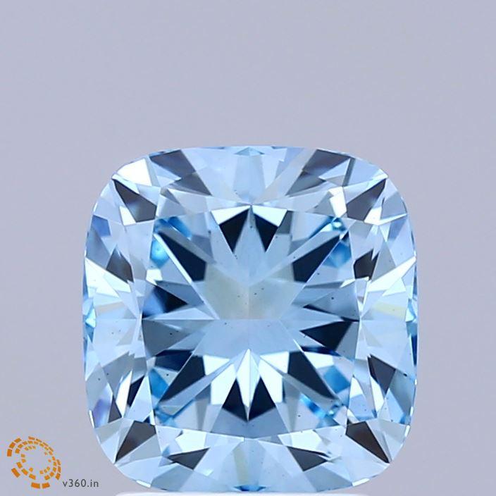 2.59 Ct. Fancy Vivid Blue Cushion Lab Grown Diamond