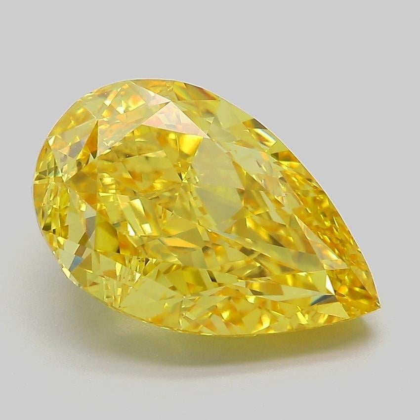 6.71 Ct. Fancy Vivid Yellow Pear Lab Grown Diamond