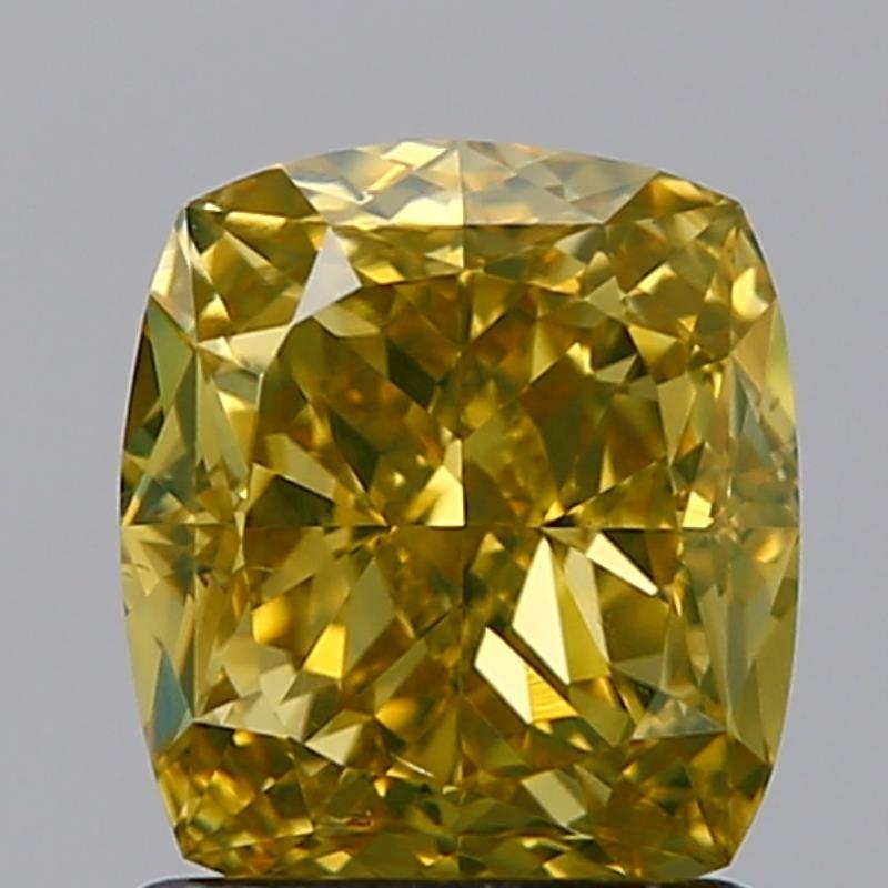 1.52 Ct. Deep Yellow Cushion Diamond