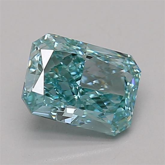 0.82 Ct. Fancy Vivid Bluish Green Radiant Lab Grown Diamond