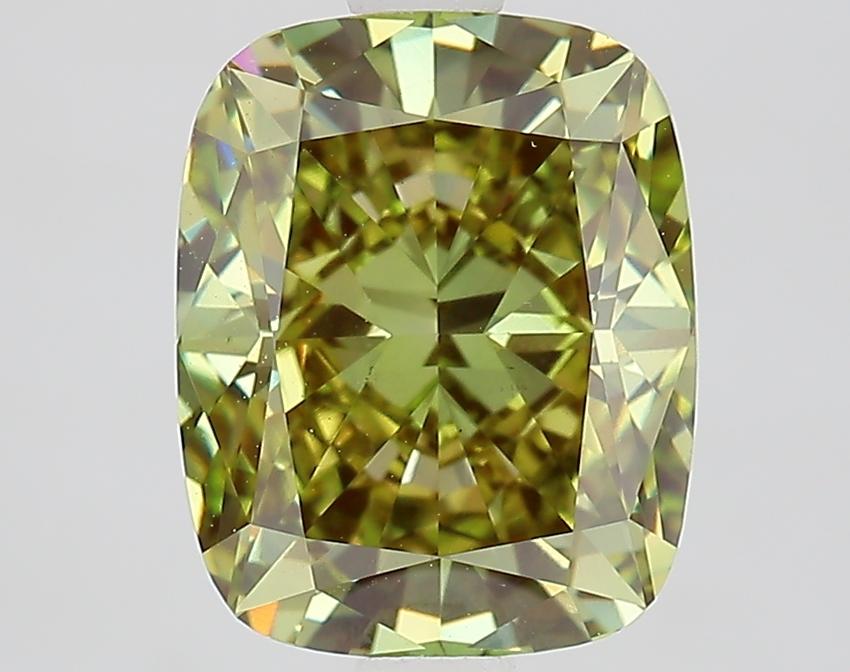 2.67 Ct. Fancy Vivid Green Cushion Lab Grown Diamond