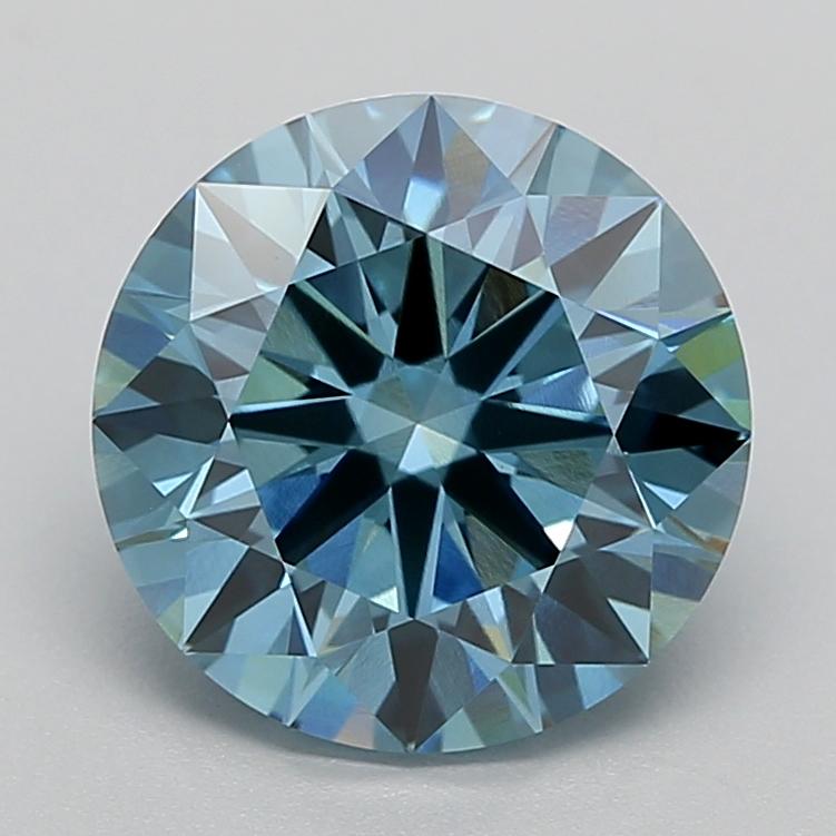 3.05 Ct. Fancy Vivid  Blue Round Lab Grown Diamond