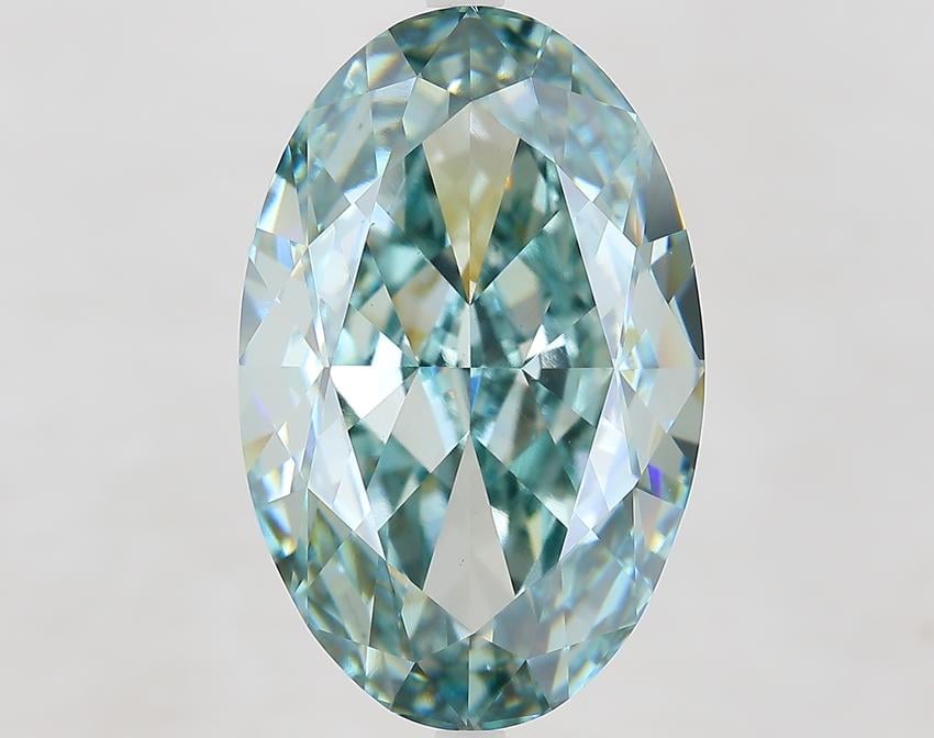 15.03 Ct. Fancy Intense Bluish Green Oval Lab Grown Diamond