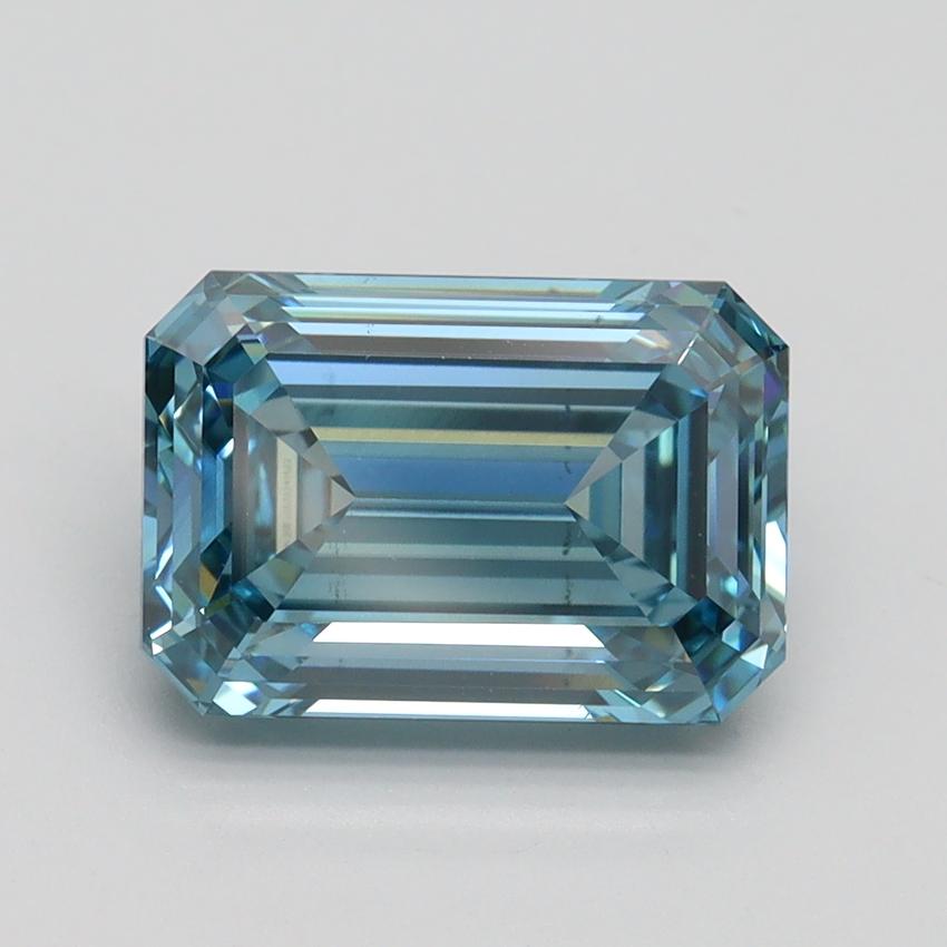 3.26 Ct. Fancy Intense Greenish Blue Emerald Lab Grown Diamond