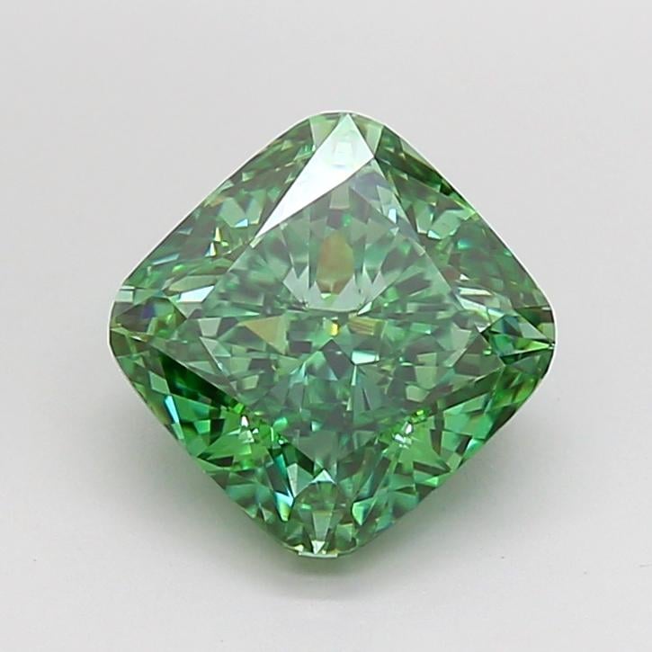 3.50 Ct. Fancy Vivid  Green Cushion Lab Grown Diamond