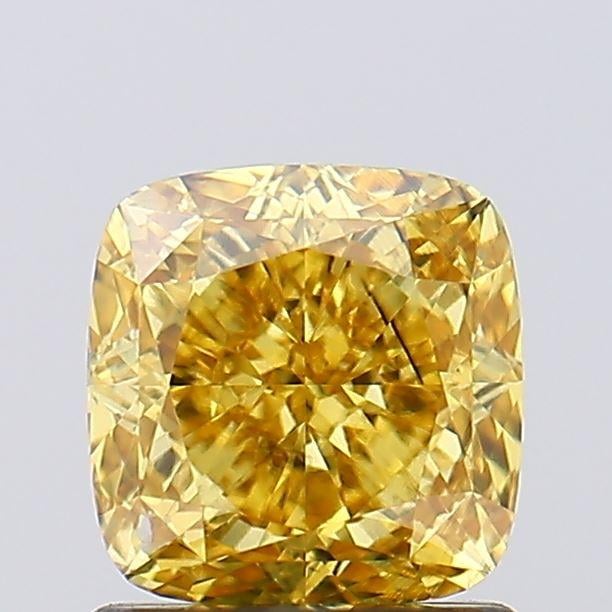 1.25 Ct. Fancy Vivid Yellow Cushion Lab Grown Diamond