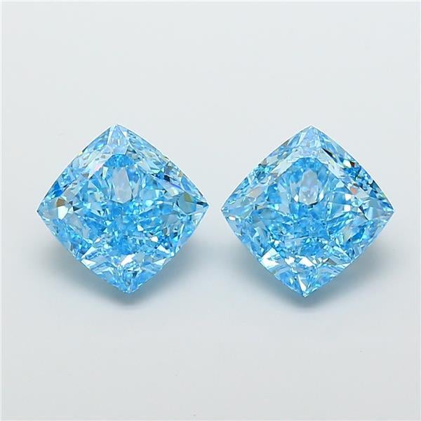 4.06 Ct. Fancy Vivid Blue Cushion Lab Grown Diamond