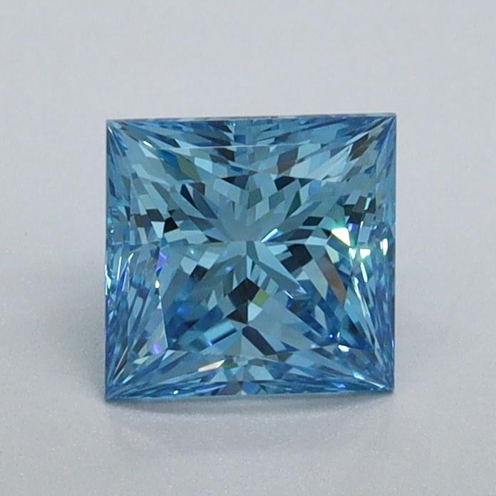 0.90 Ct. Fancy Vivid Malibu Blue Princess Lab Grown Diamond