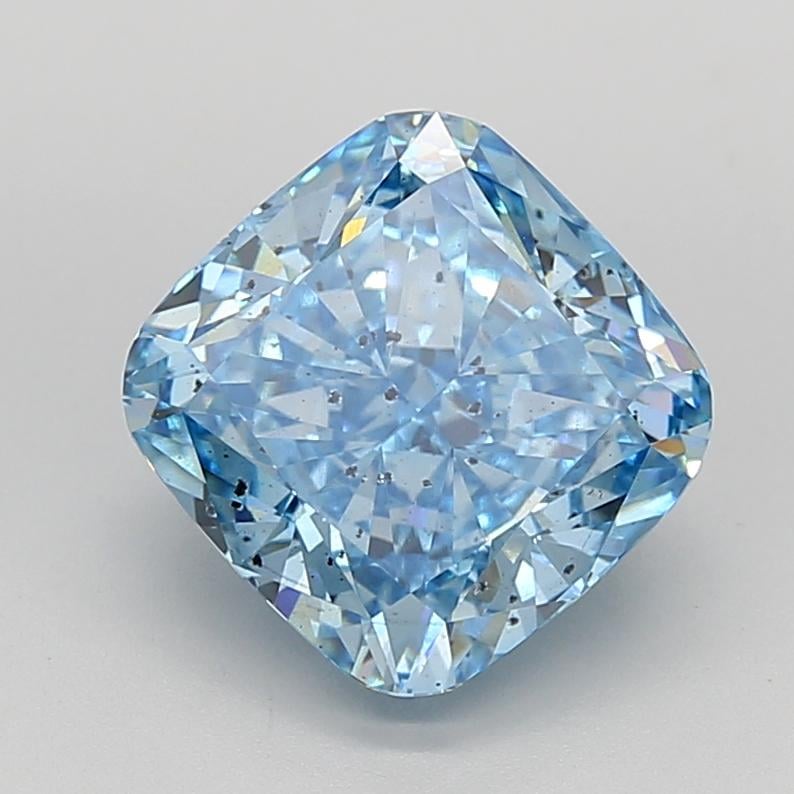 4.63 Ct. Fancy Vivid  Blue Cushion Lab Grown Diamond