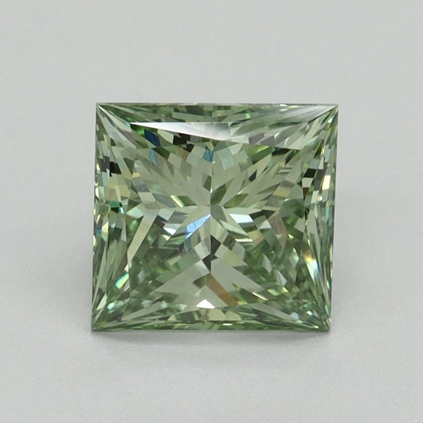 1.55 Ct. Fancy Vivid Green Princess Lab Grown Diamond