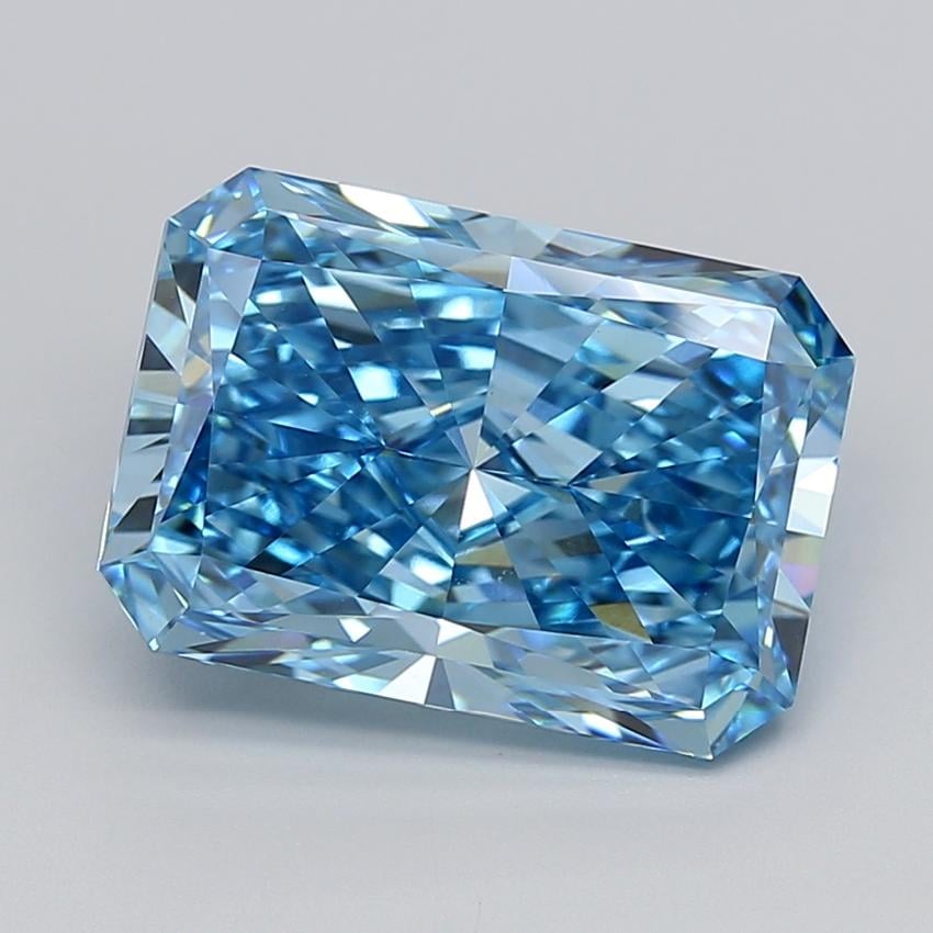 7.03 Ct. Fancy Vivid  Blue Radiant Lab Grown Diamond