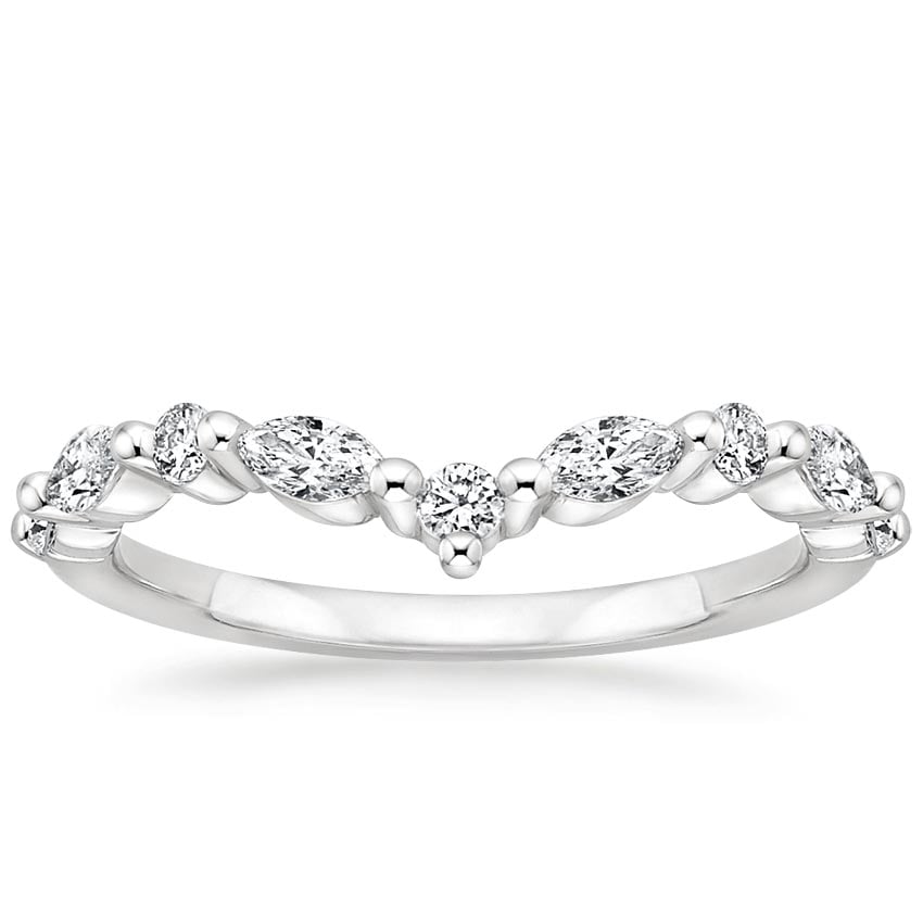 18K White Gold Curved Versailles Diamond Ring, large top view