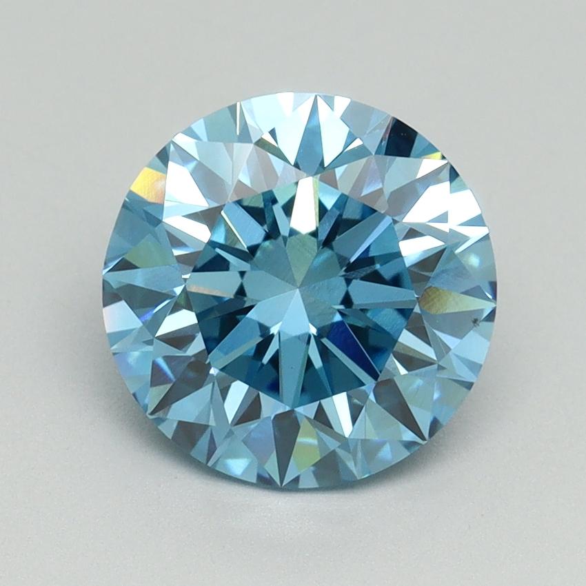 2.61 Ct. Fancy Vivid Blue Round Lab Grown Diamond