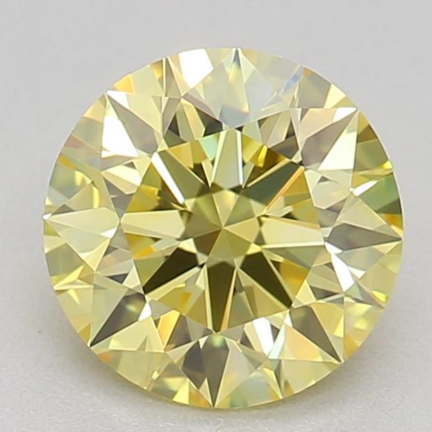 0.77 Ct. Fancy Vivid Yellow Round Lab Grown Diamond