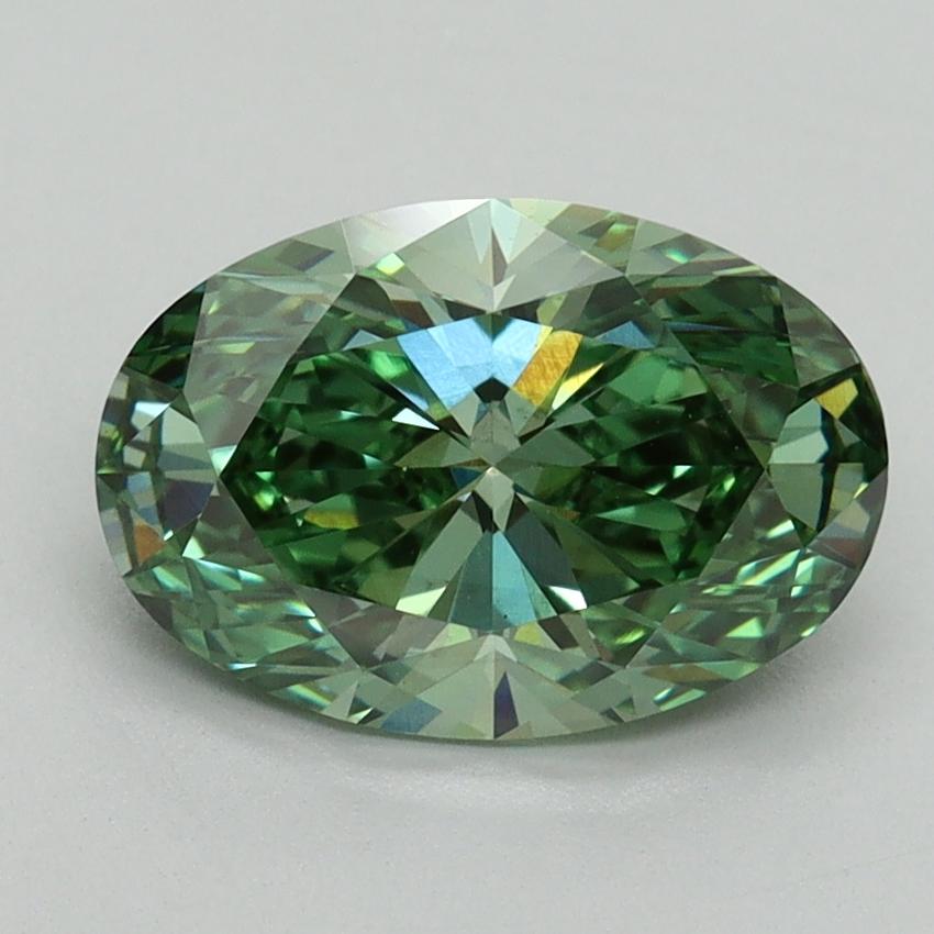 2.16 Ct. Fancy Vivid Green Oval Lab Grown Diamond