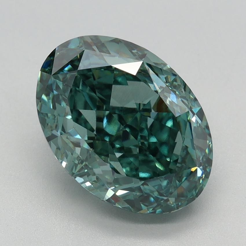 3.02 Ct. Fancy Vivid  Green Oval Lab Grown Diamond