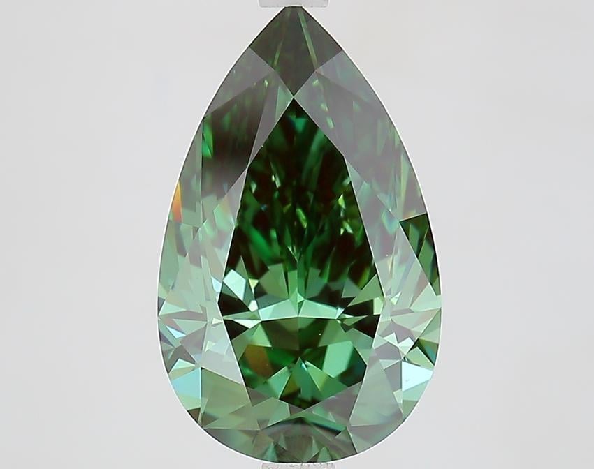4.09 Ct. Fancy Vivid Green Pear Lab Grown Diamond