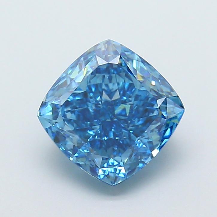 2.6 Ct. Fancy Vivid  Blue Cushion Lab Grown Diamond
