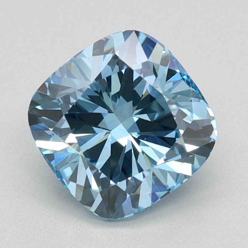 1.58 Ct. Fancy Vivid Blue Cushion Lab Grown Diamond