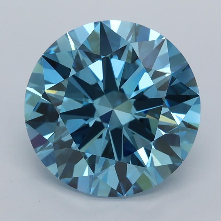 3.03 Ct. Fancy Vivid  Blue Round Lab Grown Diamond