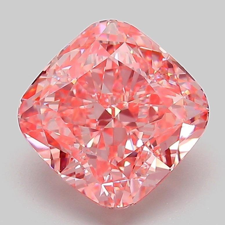 3.04 Ct. Fancy Vivid Pink Cushion Lab Grown Diamond