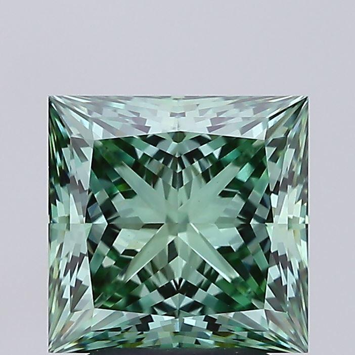 3.05 Ct. Fancy Vivid Green Princess Lab Grown Diamond