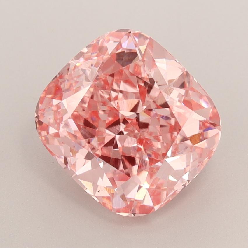 3.12 Ct. Fancy Vivid  Pink Cushion Lab Grown Diamond