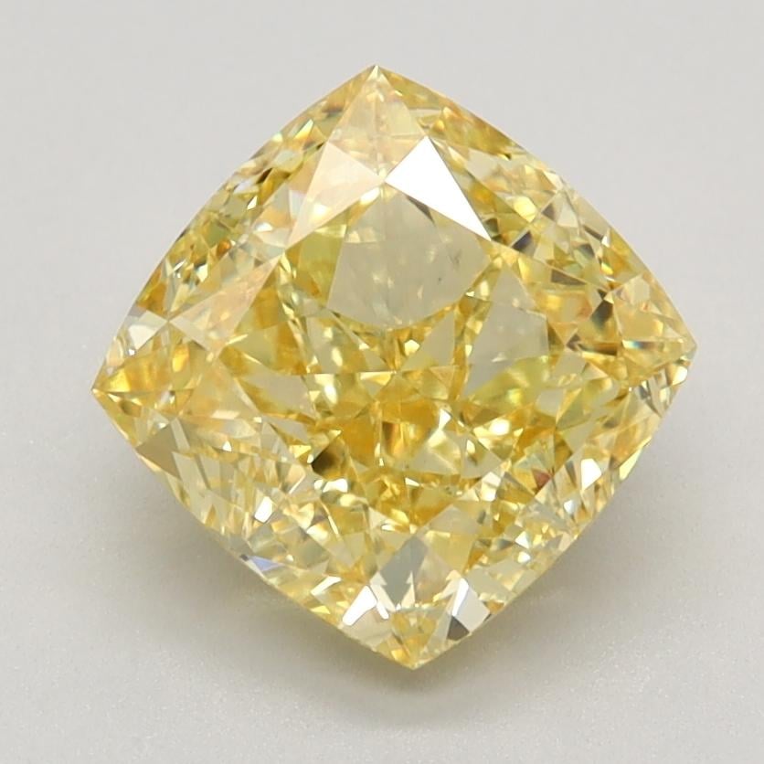2.15 Ct. Fancy Vivid Yellow Cushion Lab Grown Diamond