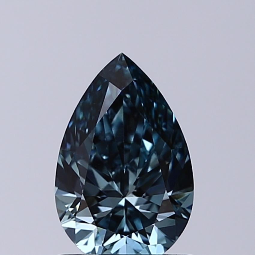 0.91 Ct. Fancy Intense Greenish Blue Pear Lab Grown Diamond