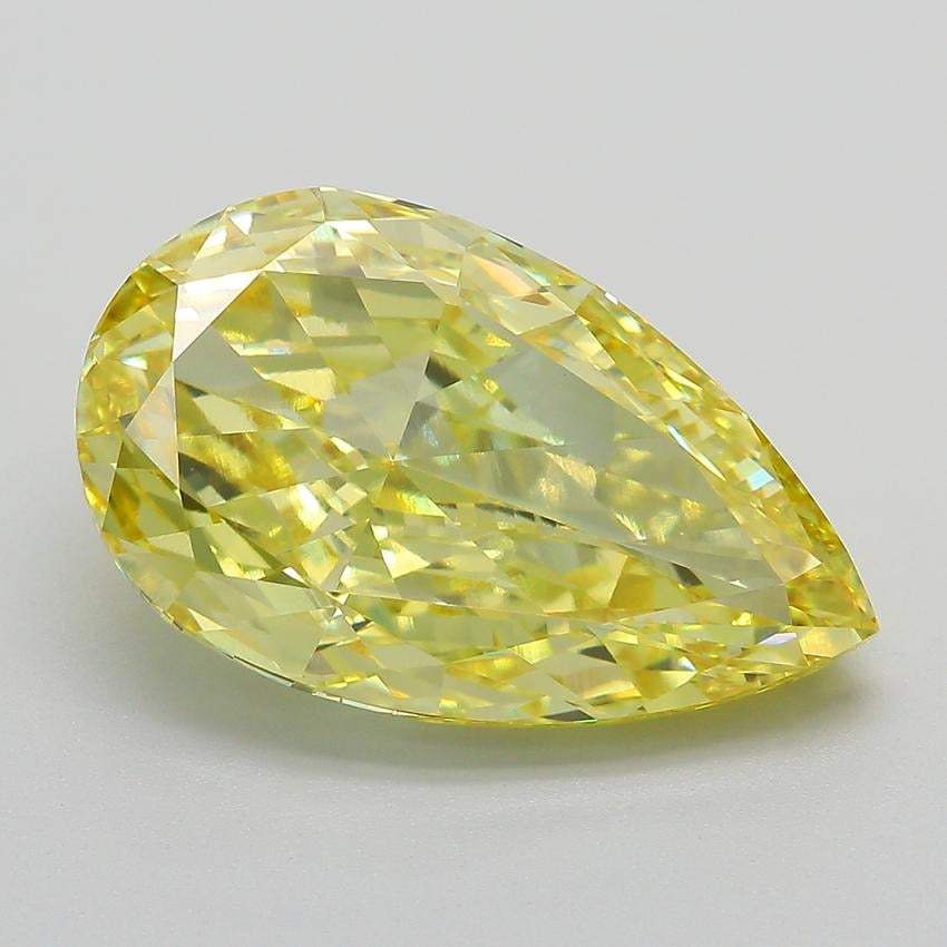 8.03 Ct. Fancy Vivid  Yellow Pear Lab Grown Diamond