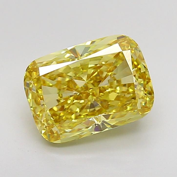 2.81 Ct. Fancy Vivid Yellow Cushion Lab Grown Diamond