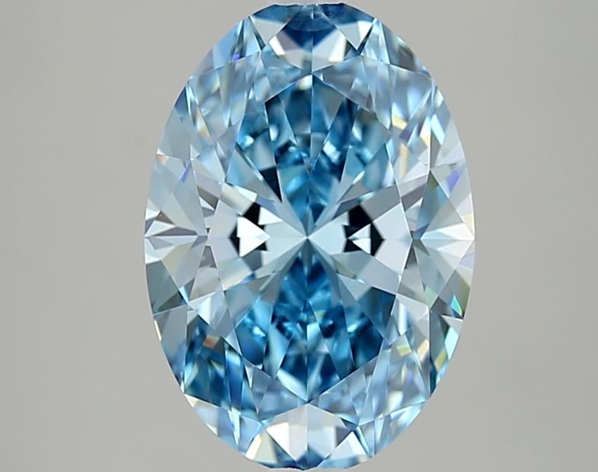 3.06 Ct. Fancy Vivid Blue Oval Lab Grown Diamond