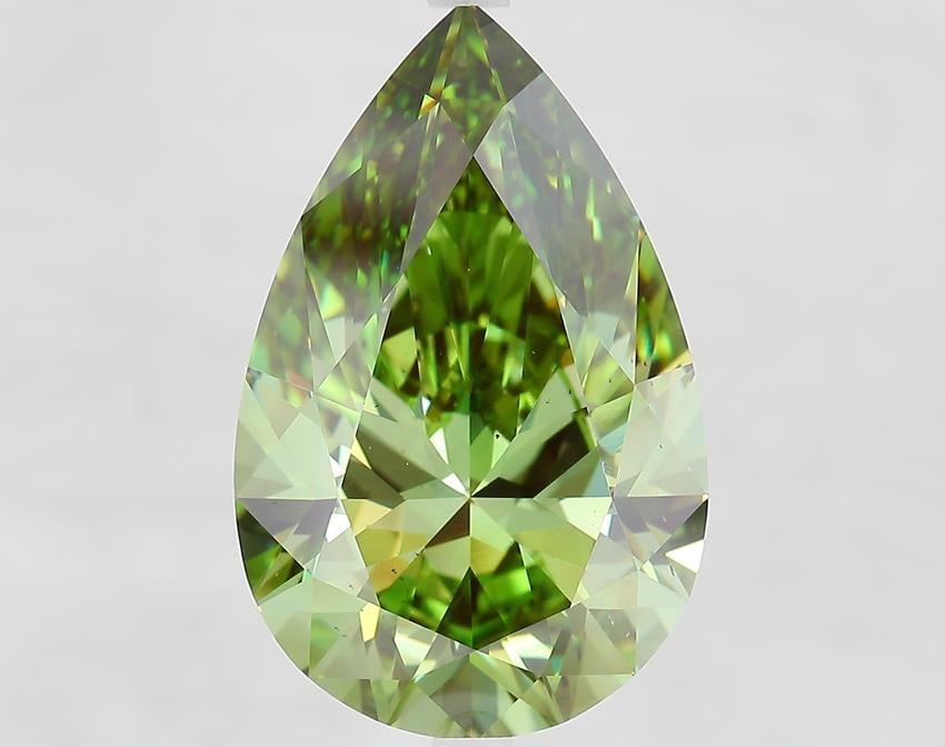 11.04 Ct. Fancy Vivid Green Pear Lab Grown Diamond