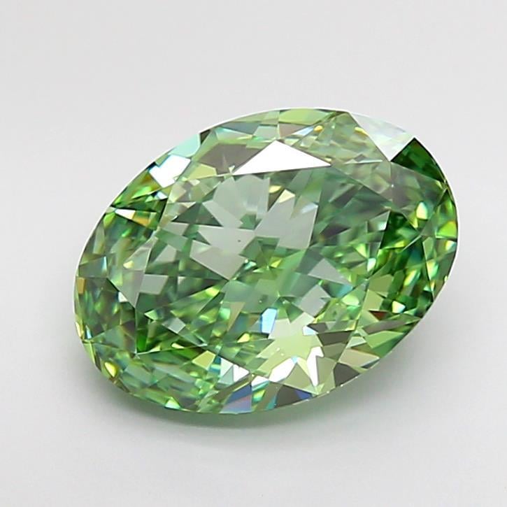 3.18 Ct. Fancy Vivid Green Oval Lab Grown Diamond