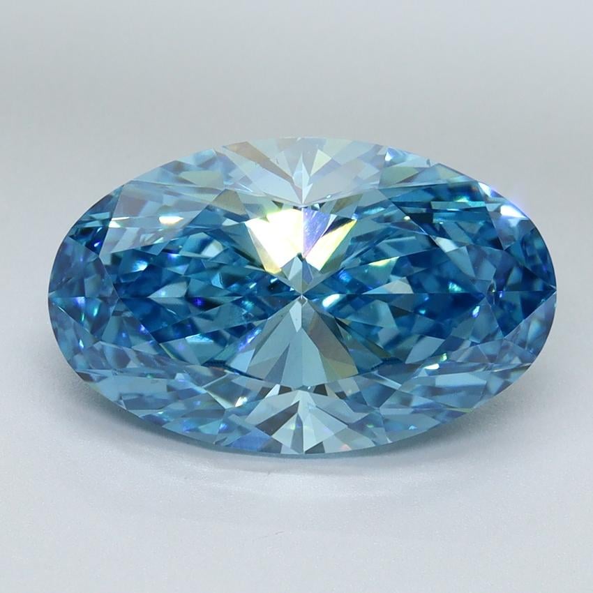 4.12 Ct. Fancy Vivid Malibu Blue Oval Lab Grown Diamond