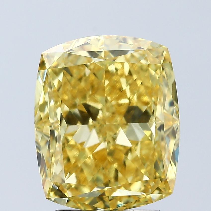 4.02 Ct. Fancy Vivid Yellow Cushion Lab Grown Diamond