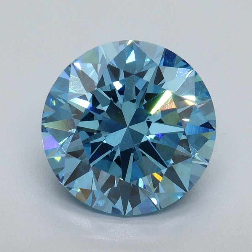 3.88 Ct. Fancy Vivid Malibu Blue Round Lab Grown Diamond