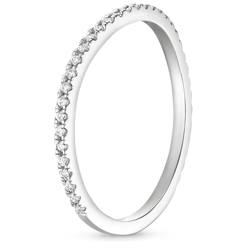 18K White Gold Fortuna Contoured Diamond Ring, large side view